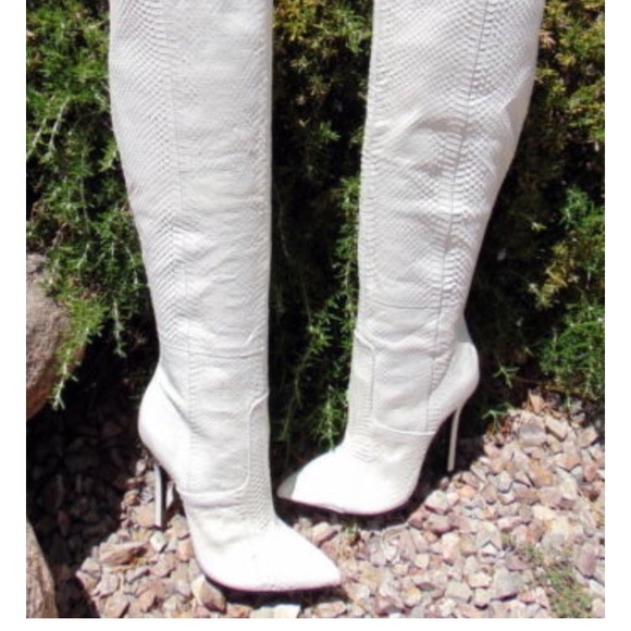 Black London Trash Lorelei Leather Over the Knee Boots - Picture 4 of 6